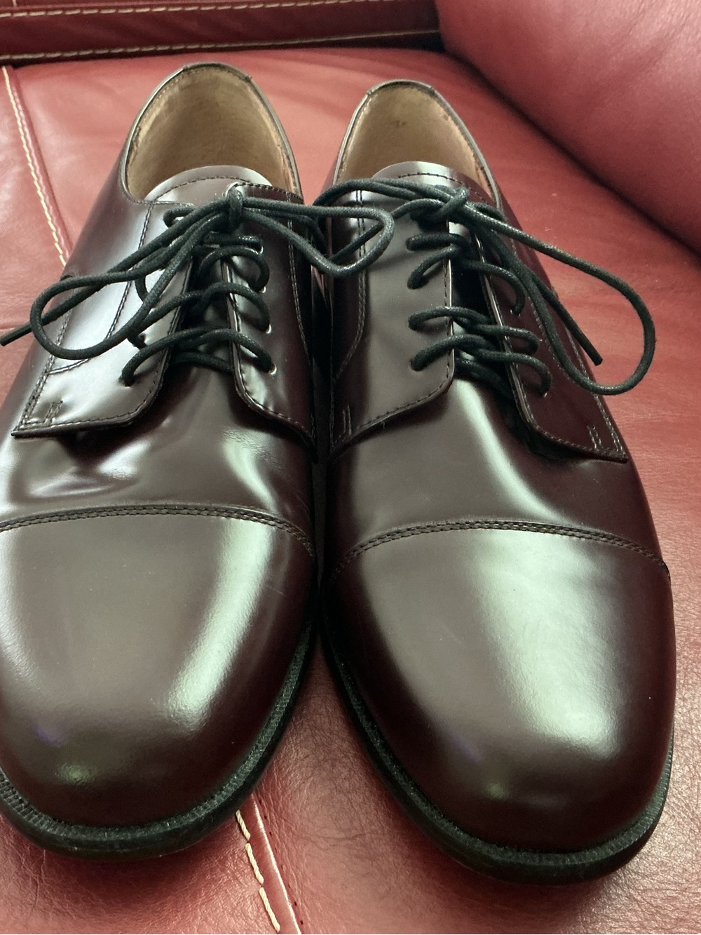 Men's Leather Cap-Toe Dress Shoes in Dark Burgundy by Bostonian
